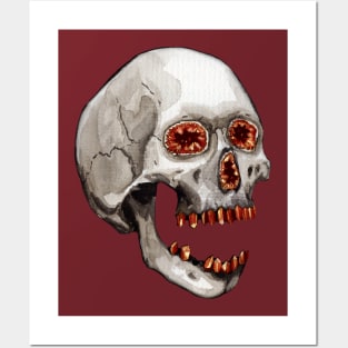 Garnet Geode Crystal Skull Posters and Art